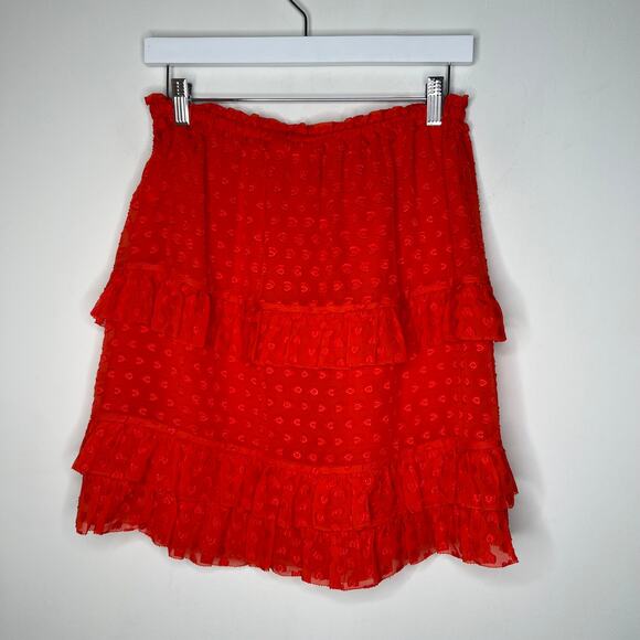 Tory Burch Orange Ruffle Silk Mini Skirt Size Small - Picture 5 of 6